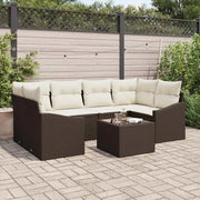 Set di divani con cuscino 7 pcs Marrone e Crema polyrattan 3355287