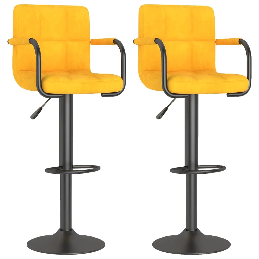 Sgabelli da Bar 2 pz Giallo Senape in Velluto