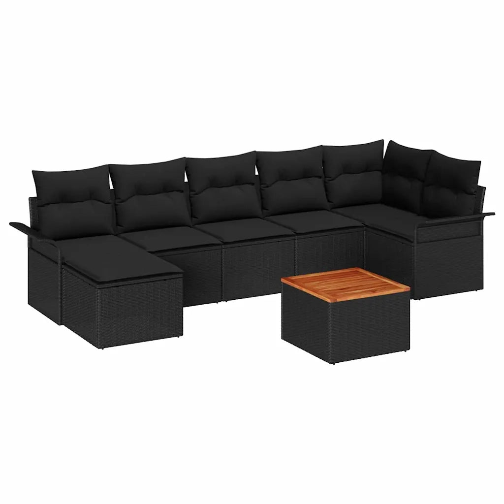 Set Divano da Giardino con archiviazione 8 pcs Nero polyrattan 3356028