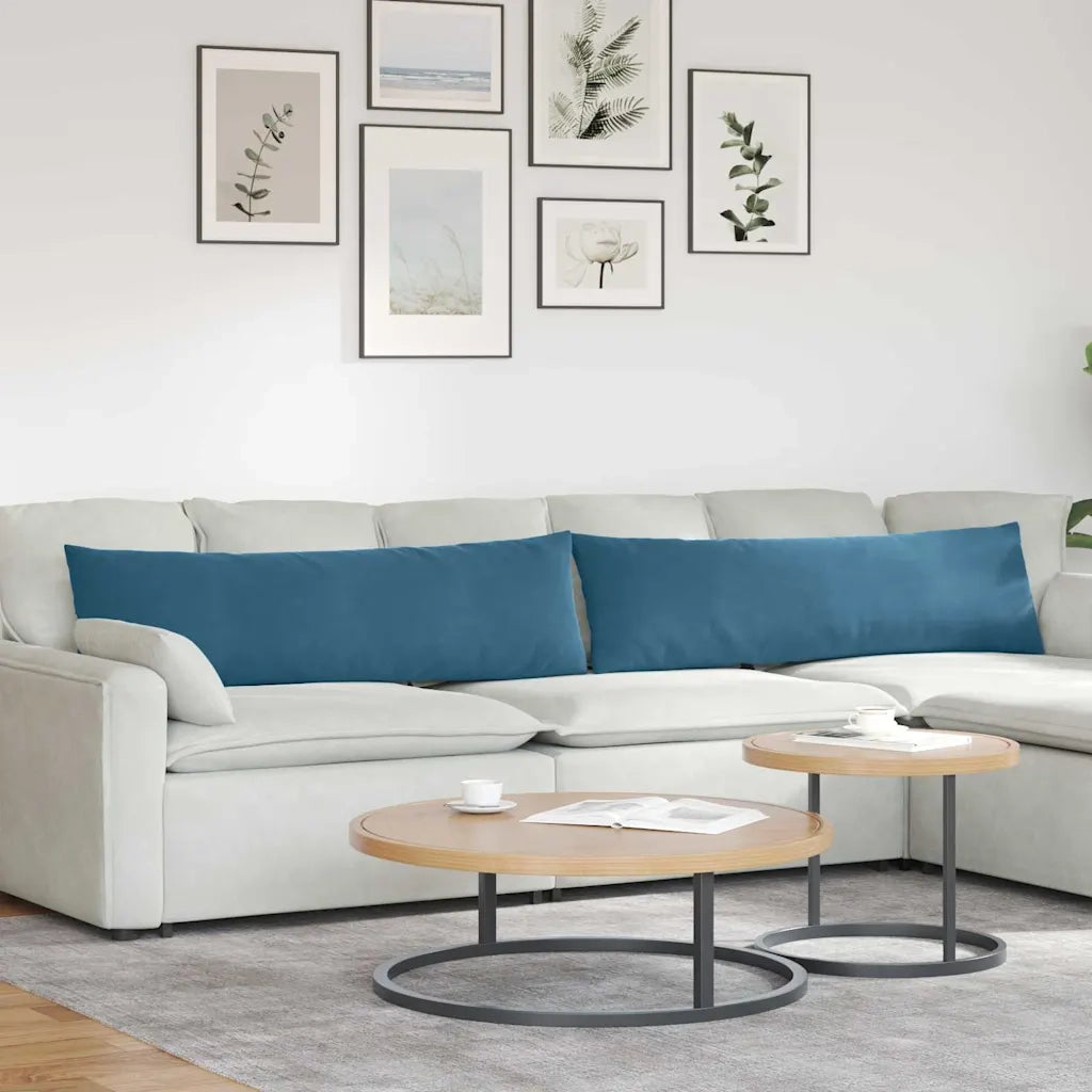 Cuscini da Divano 2 pz-Set di 2 Cuscini per Sofa Blu 145 x 40 cm Tessuto in Cords 496347