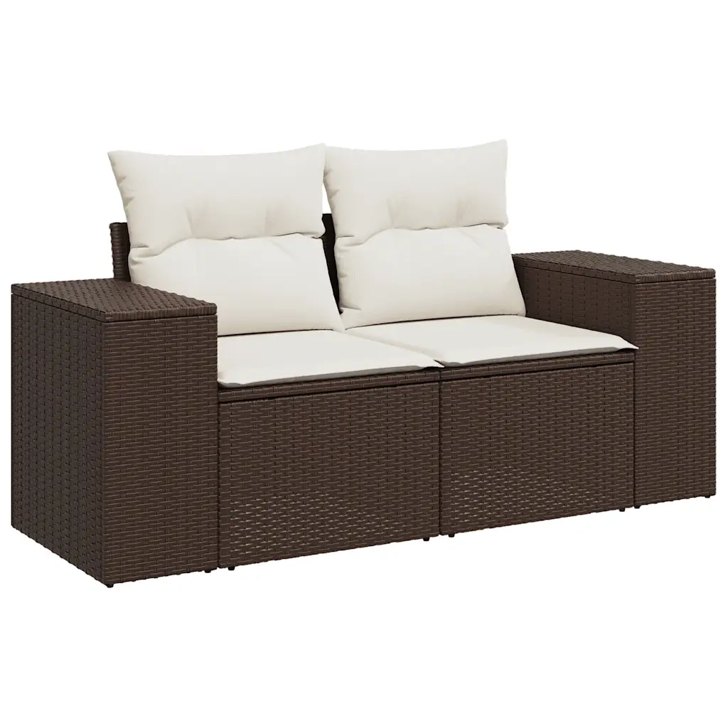 Set Divano da Giardino 6 pz | Set Salotto da Giardino con Cuscini Marrone in Polyrattan