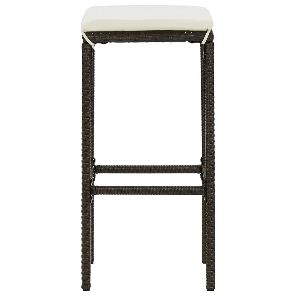 Set Bar da Giardino 3 pz con Cuscini Polyrattan Marrone 3064816
