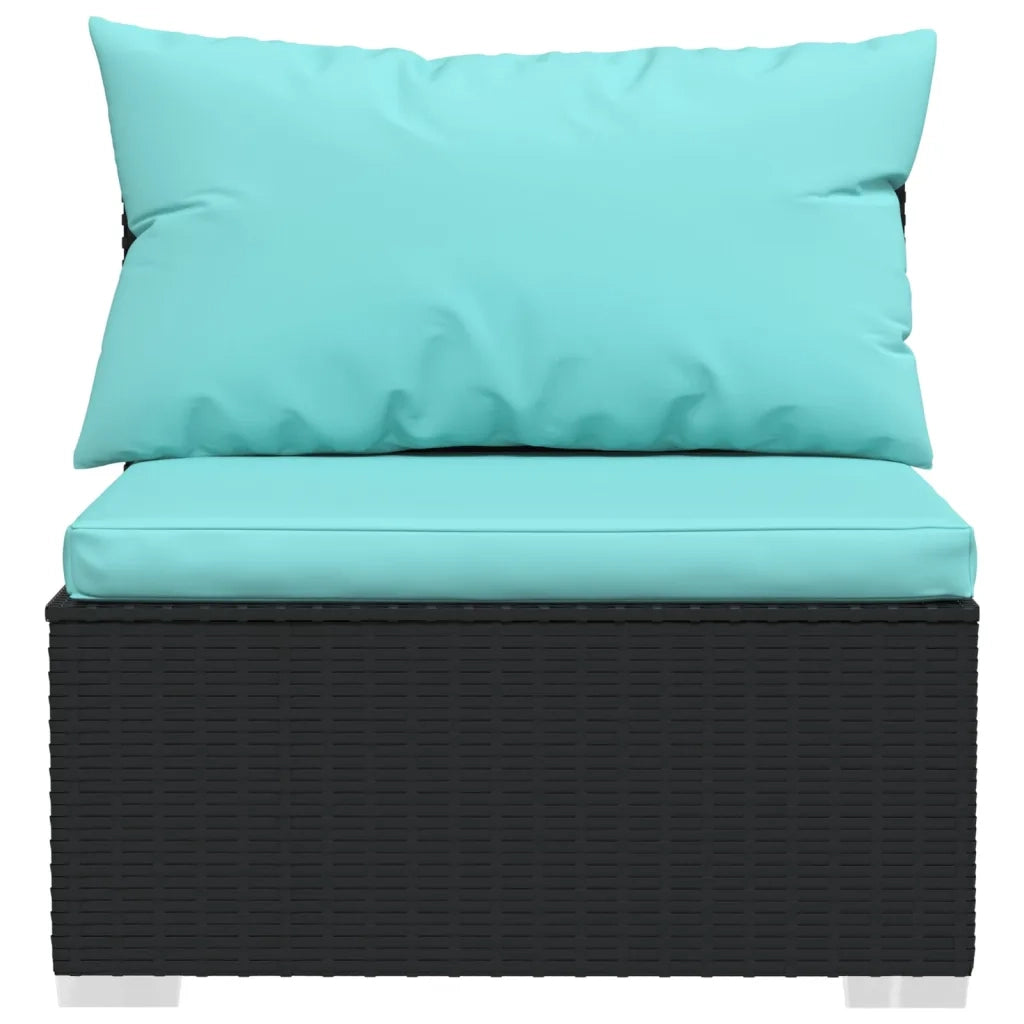 Divano a 3 Posti con Cuscini in Polyrattan Nero 317539