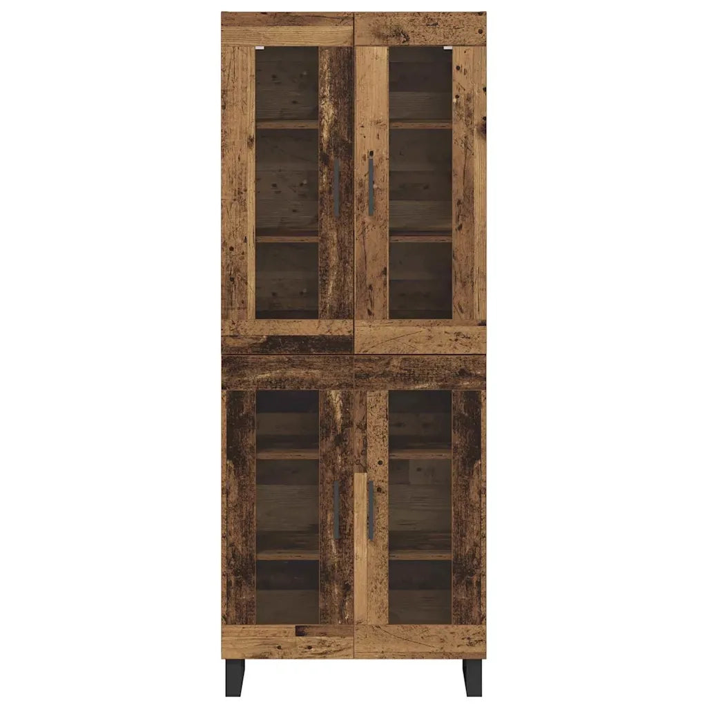 Credenza 2 pcs Legno vecchio Legno Stratificato e Vetro 3403195