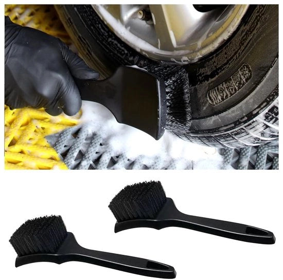 Kit di pulizia cerchi con maniglie antiscivolo - Design ergonomico - Nero - Kit di pulizia gomme - Manutenzione auto e moto - Adatto per auto e motocicletto