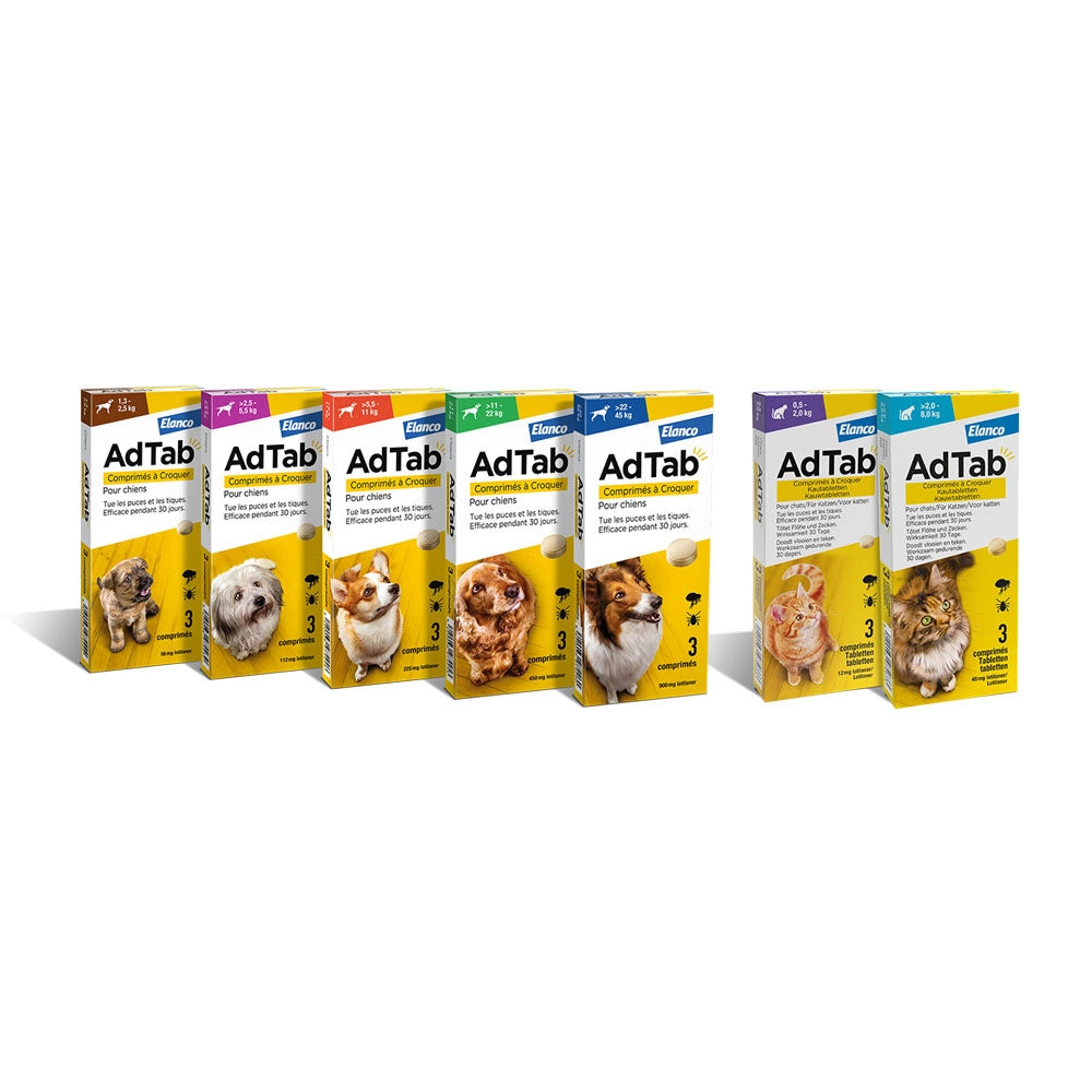 COMPRESSE ANTIPARASSITARIE MASTICABILI 'ADTAB' cani 11 - 22 kg / 3 compresse da 450 mg  - ELANCO