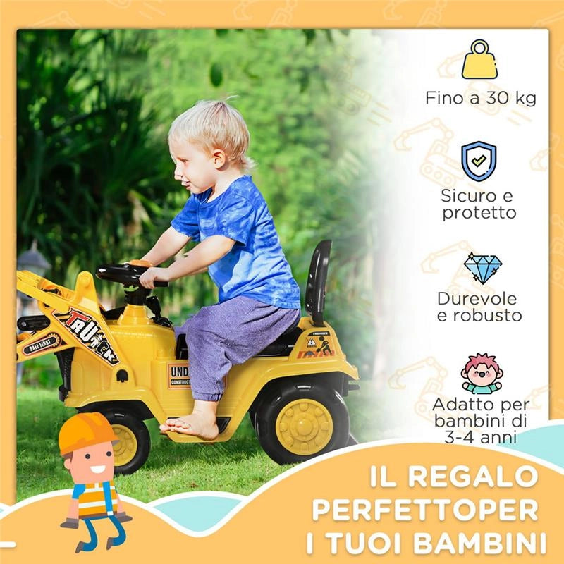 ESCAVATORE PER BAMBINI 3-4 ANNI CON PINZA PULSANTE PER SUONI GIALLO E NERO