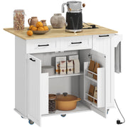 Tavolo da cucina mobile con presa e USB ¨C zephmum ¨C bianco