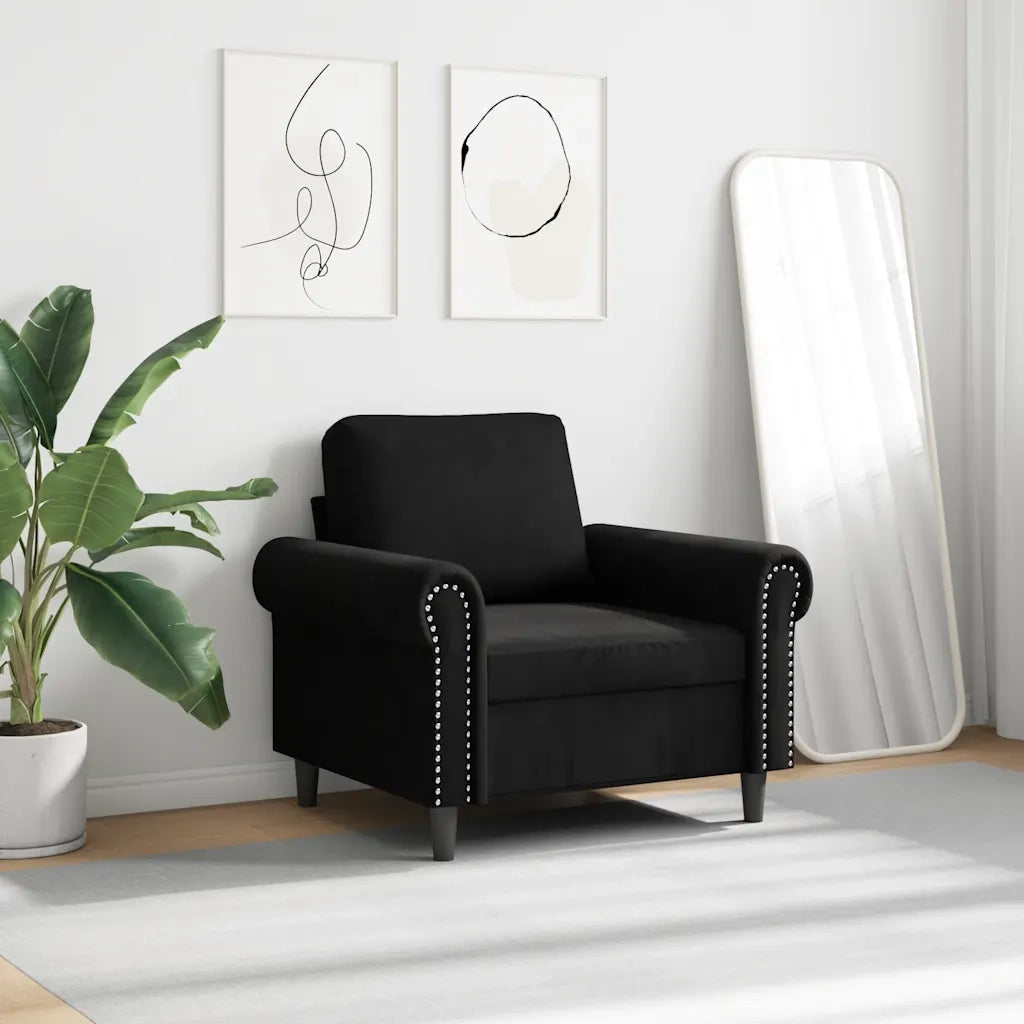 Poltrona Nero 60 cm Velluto 359514