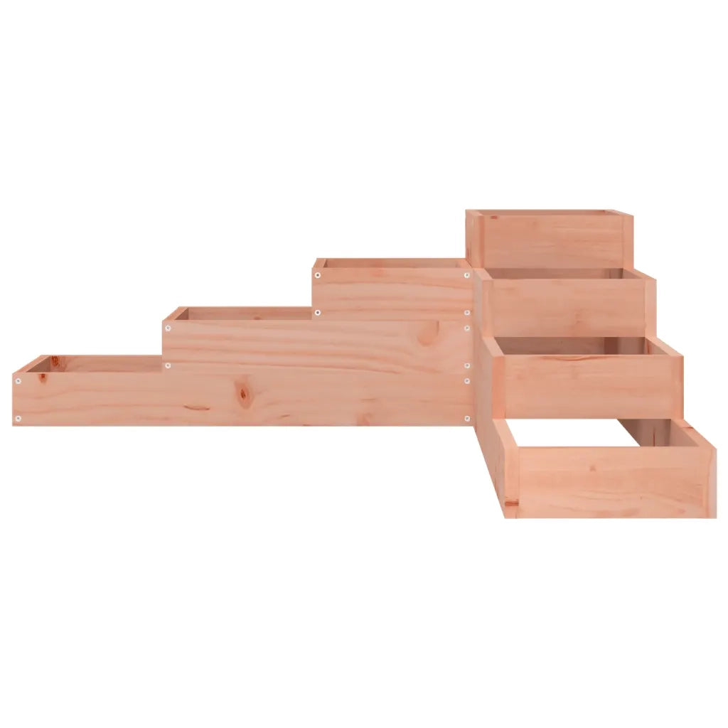 Fioriera da giardino a 4 livelli a forma di L 106 x 104,5 x 36 cm per piante e ortaggi stile esterno realizzata in legno di abete di Douglas naturale 02_0048511