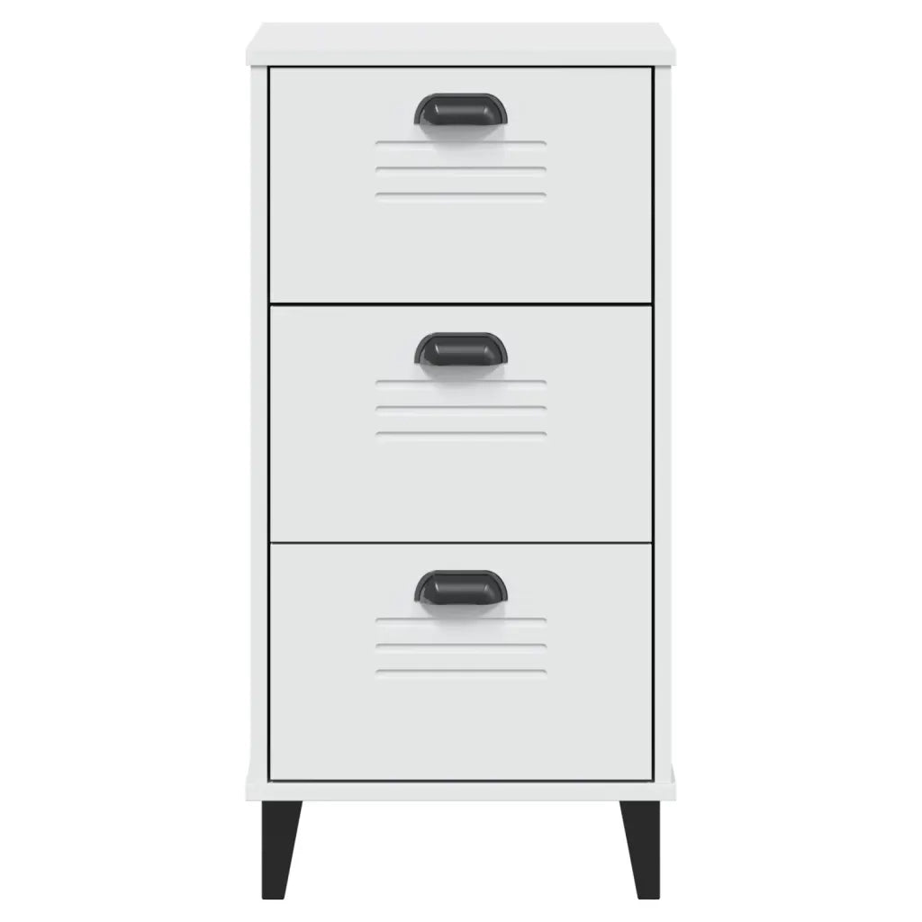 Comodino VIKEN Bianco in Legno Massello di Pino 374917