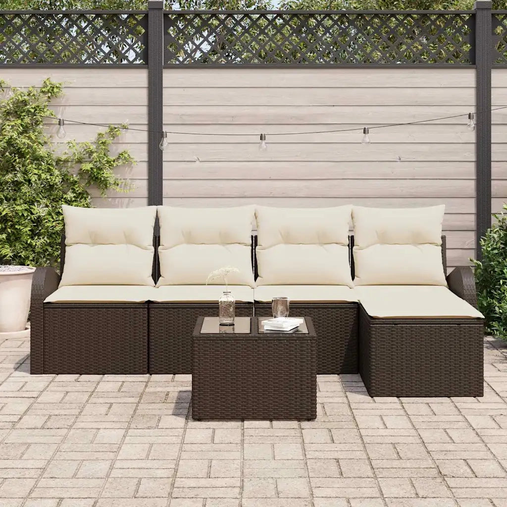 Set Divano da Giardino con cuscino 6 pcs Marrone Poly Rattan 3346008