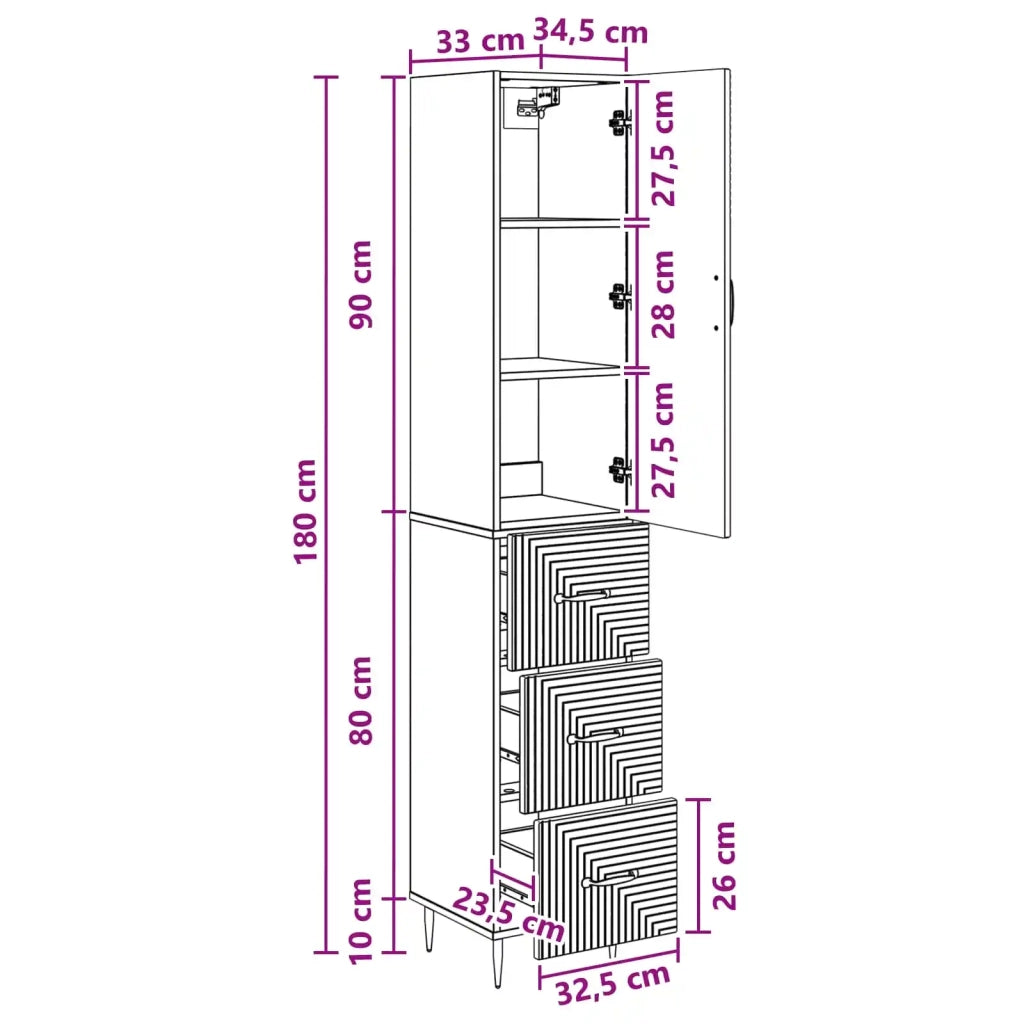 Set di armadi 2 pcs Bianco Lucido 33 x 34,5 x 90 cm 3416650