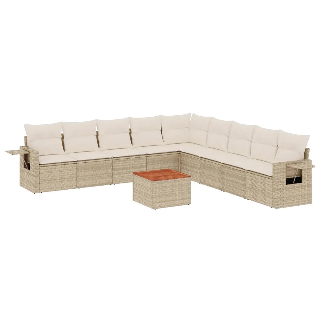 Set Divano da Giardino 10 pz con Cuscini Beige in Polyrattan 3224609
