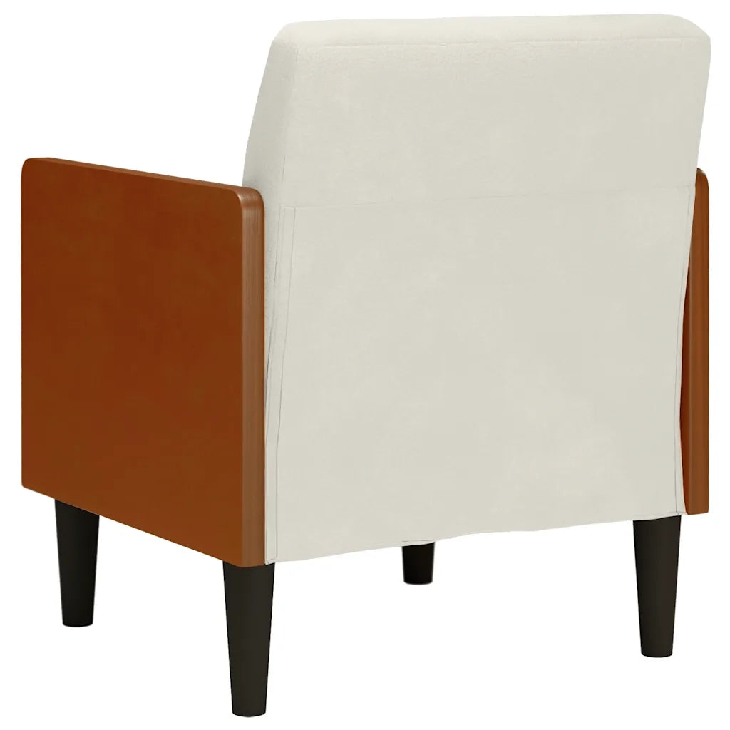 Divano Sedia con Braccioli-Poltrona-Sofa Relax Crema 55 cm in Velluto