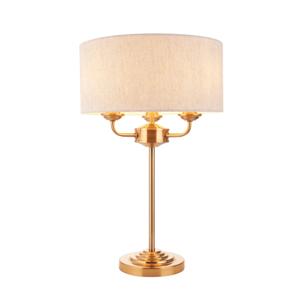 Lampada da tavolo Highclere 3 luci ottone vintage E14