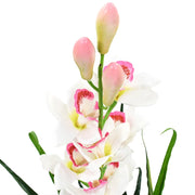 Orchidea Cymbidium Artificiale con Vaso-Piante Decorative 100 cm Verde