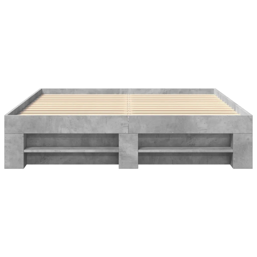 Letto matrimoniale | Letto per adulti | Giroletto senza Materasso Grigio Cemento 160x200cm Truciolato