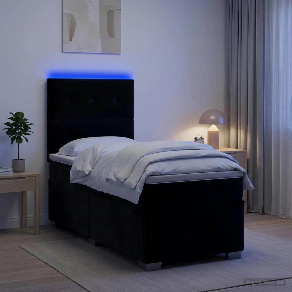 Letto box spring con materasso Nero 90 x 190 cm Velluto 3455014