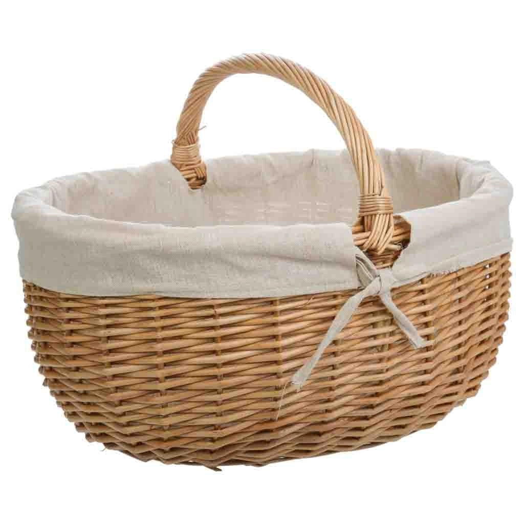 Set di 3 cestini in vimini marrone foderati