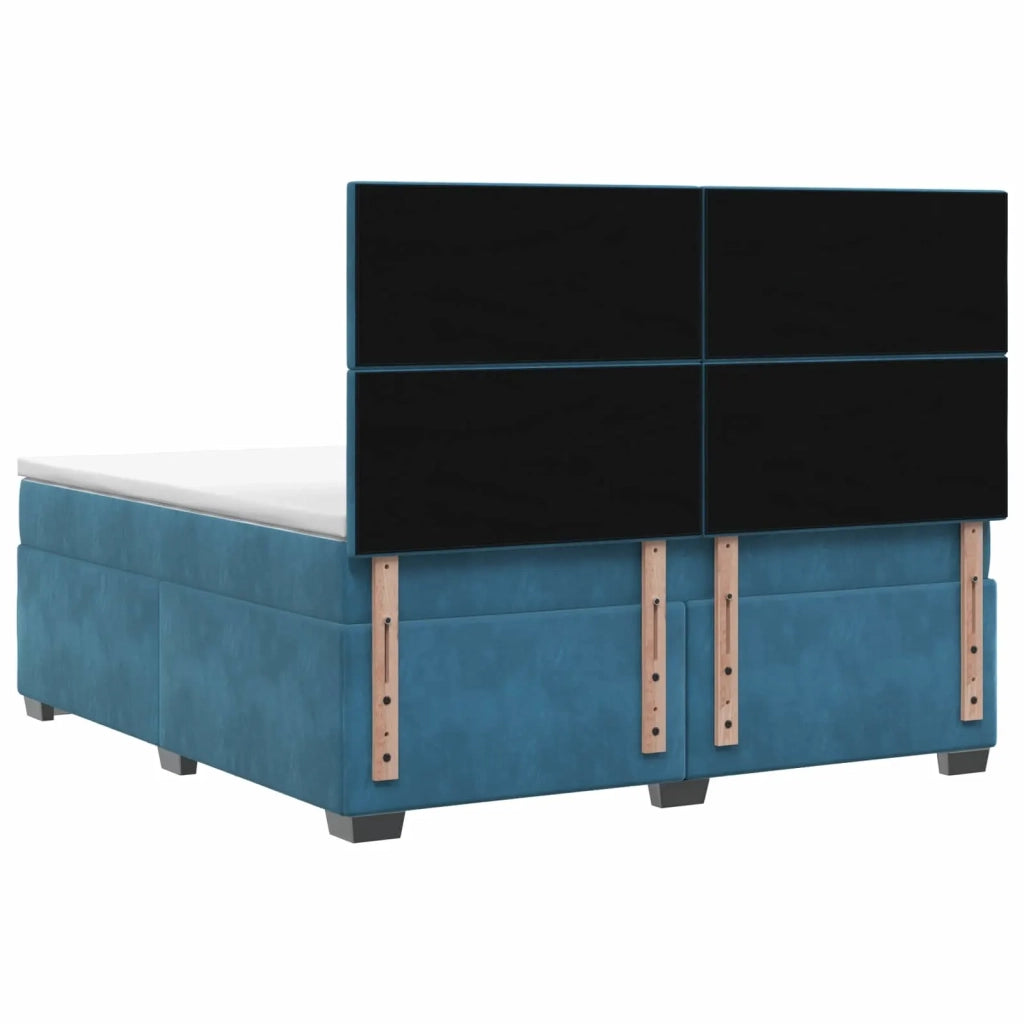 Letto box spring con materasso Blu 160 x 200 cm Velluto 3455142