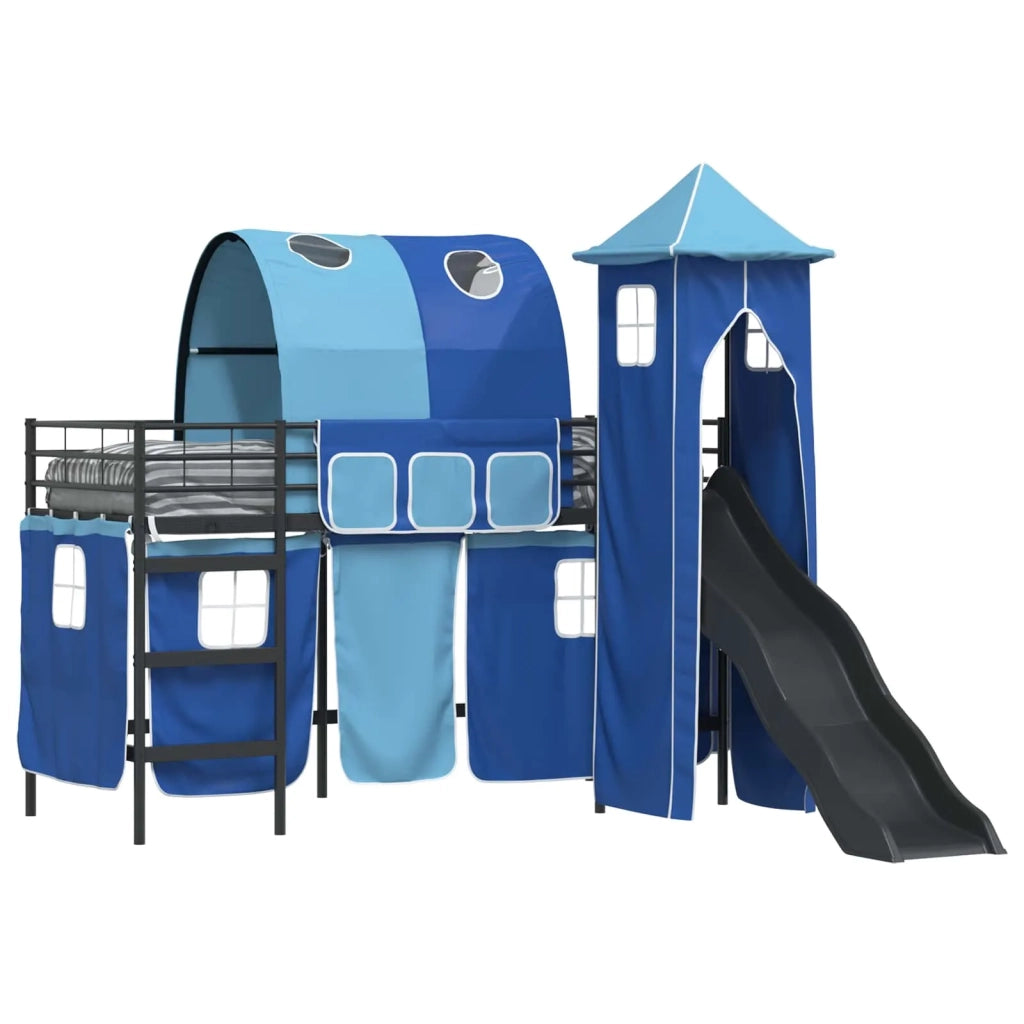 Struttura del letto loft per bambini Nero e Blu 99,5 x 190 cm