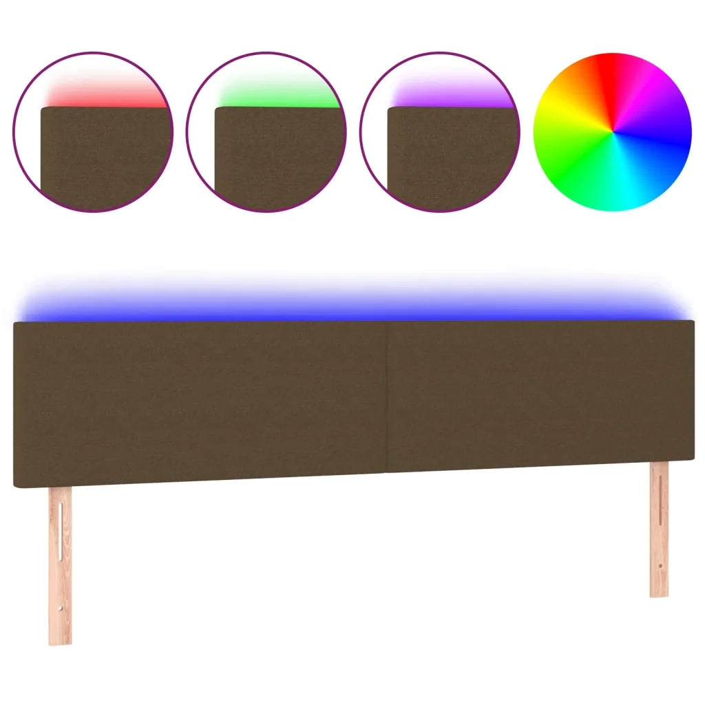 Testiera a LED-Testata con LED Marrone Scuro 160x5x78/88 cm in Tessuto 376701