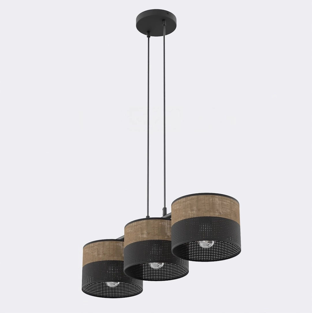 Lampada sospesa KARBON 3xE27 nera marrone Emibig