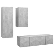 Set di mobili da 4 pezzi tra cui armadio credenza mobile TV televisore per soggiorno camera da letto salotto legno ingegnerizzato grigio 02_0024719