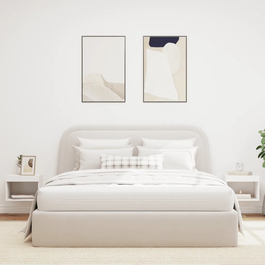 Set di 2 Comodini | Armadio da Notte | Mobiletto da notte con Luci LED a Parete Bianchi