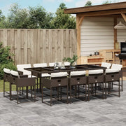 Set da Pranzo da Giardino 13pz con Cuscini Marrone Polyrattan 3211401