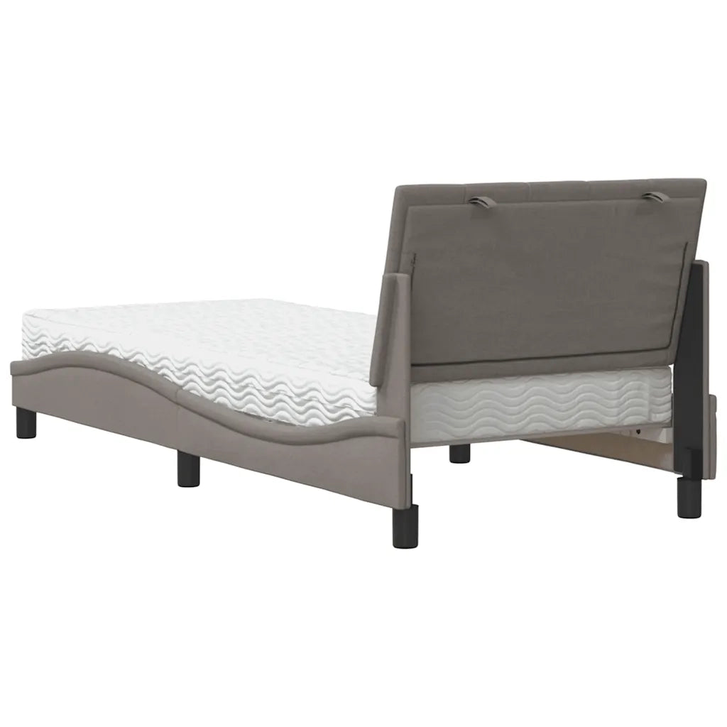 Letto con Materasso Hanko Tortora 90x200 cm in Tessuto 3310507