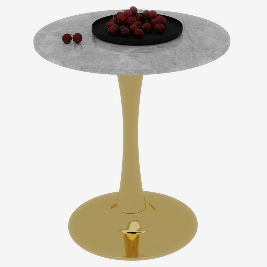 Tavolino rotondo moderno 77;5 cm in marmo artificiale; colore oro