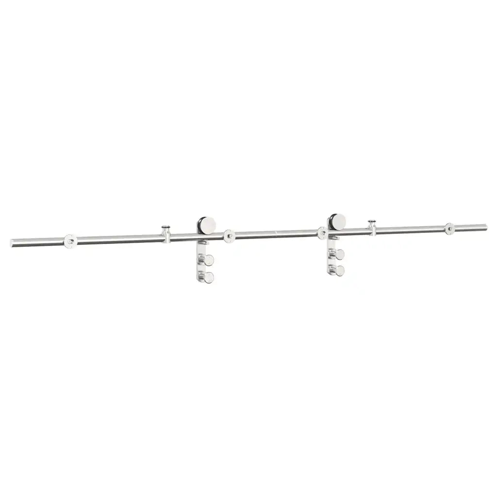 Kit Binari Porta Scorrevole 200 cm Acciaio Inossidabile Argento