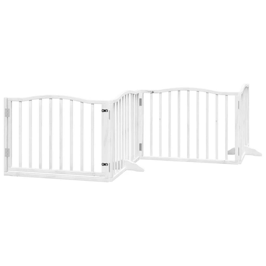 Cancelletto e porta di sicurezza per animali domestici 4 pannelli legno di pioppo bianco 02_0023345