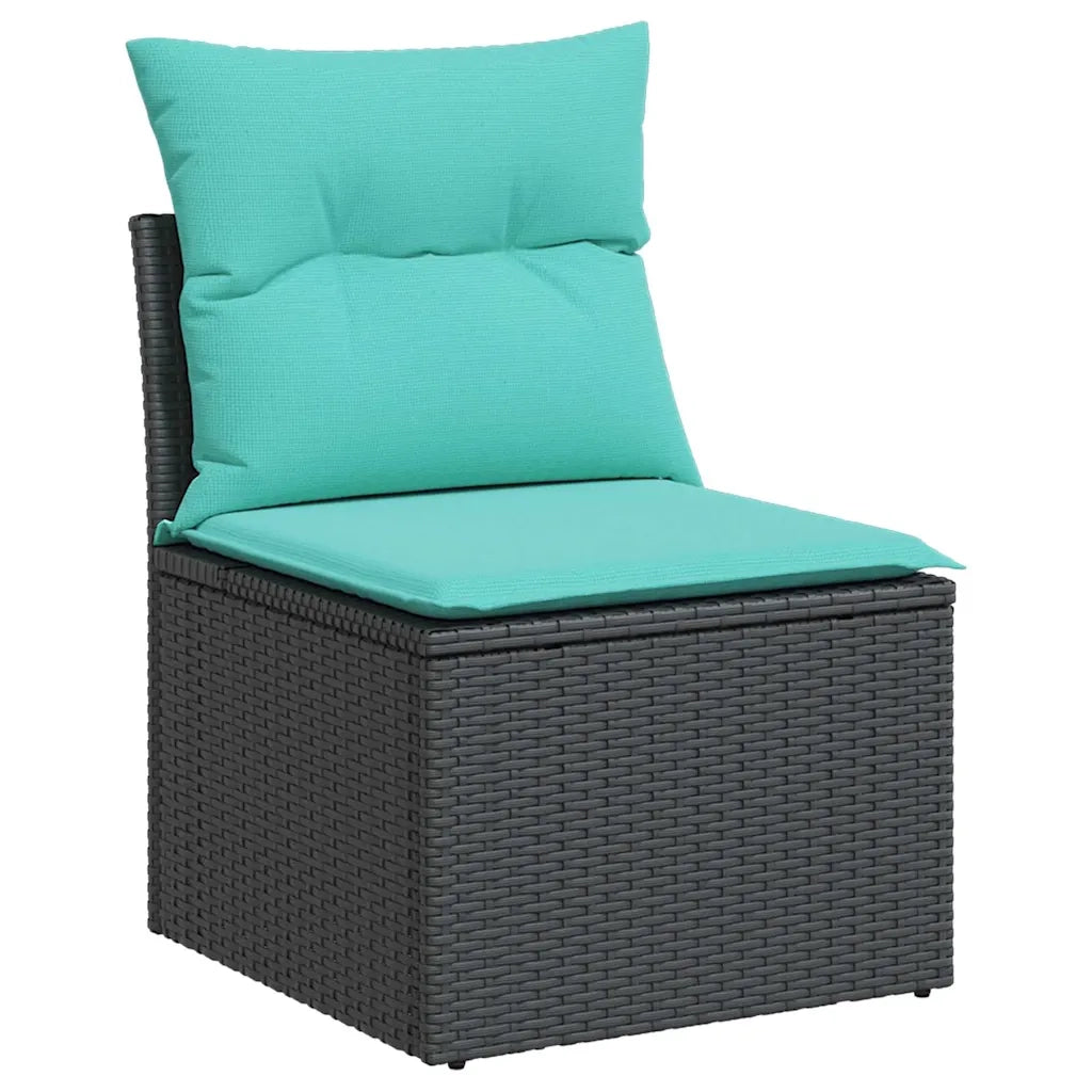 Set Divani da Giardino 10 pz con Cuscini Nero in Polyrattan 3227786
