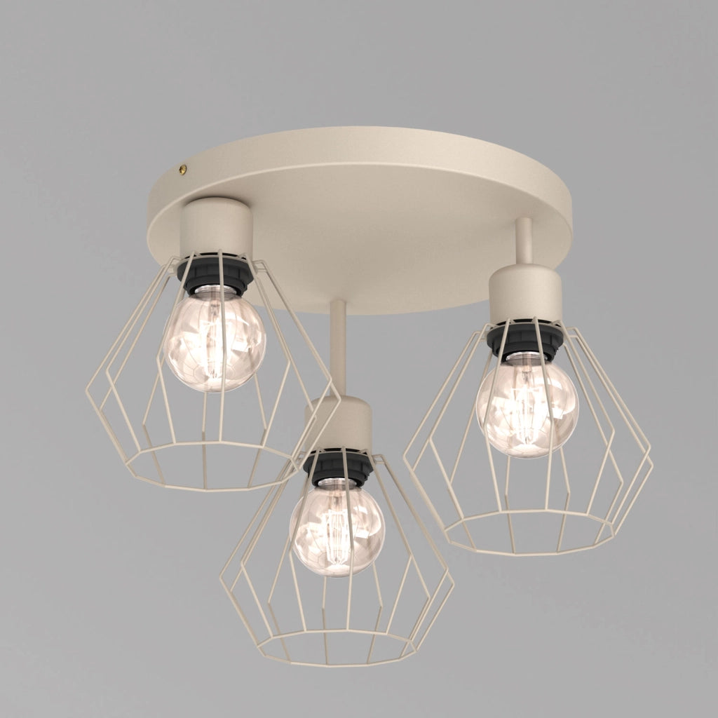 Lampada da soffitto Parkla industriale 3xE27 beige