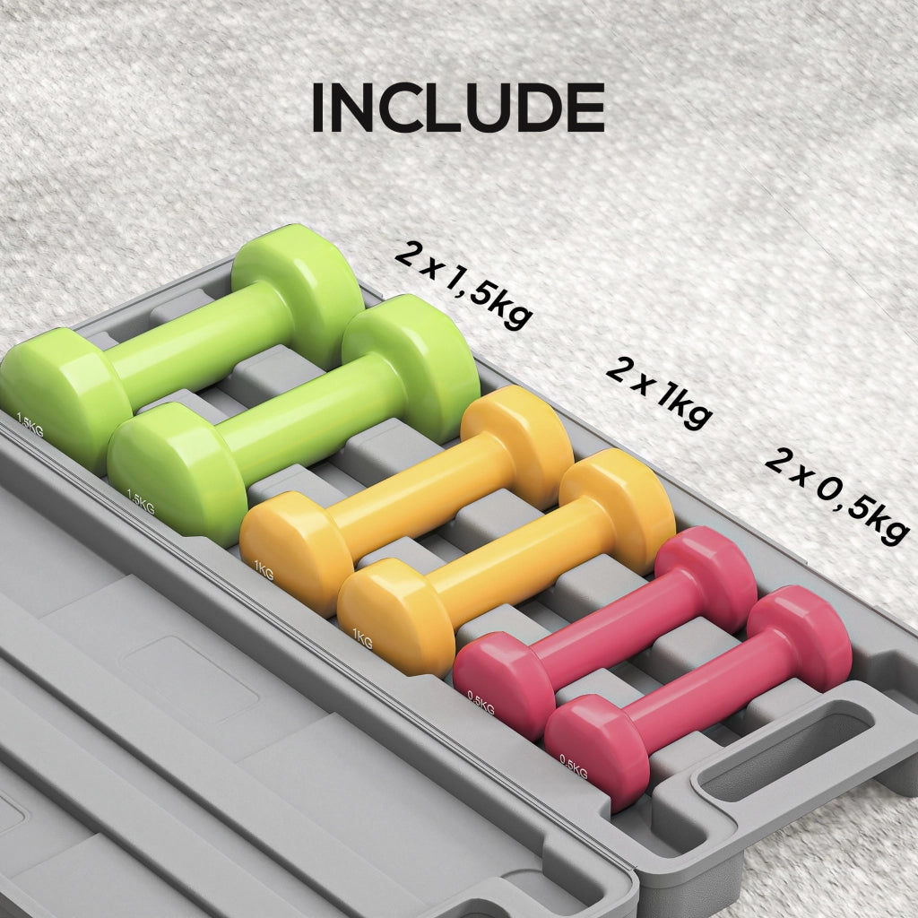 Set manubri pesi con valigetta ¨C Minimal ¨C 0.5kg 1kg 1.5kg in acciaio e PU