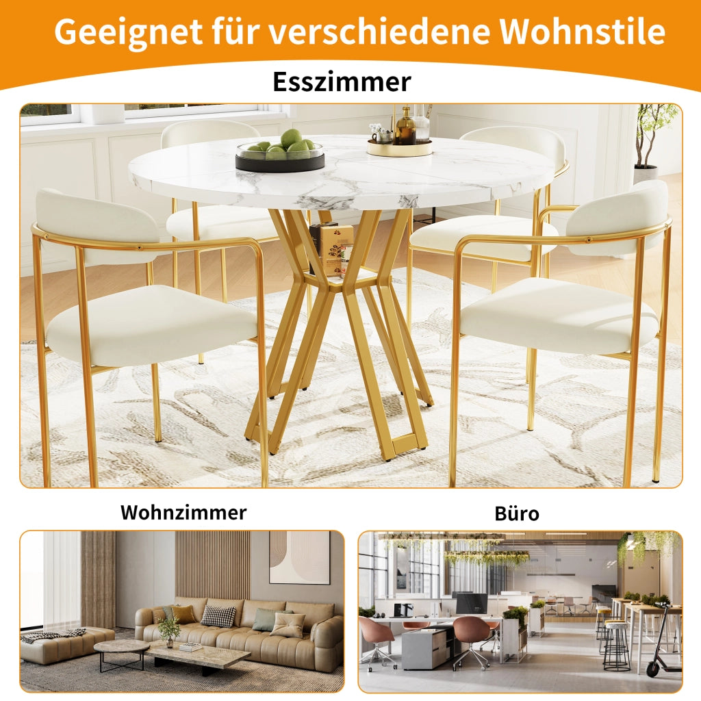 TAVOLO DA PRANZO 100x100x76 cm MDF Bianco e Oro