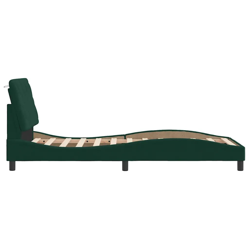 Giroletto senza Materasso-Struttura Letto Verde Scuro 90x200 cm in Velluto 178580