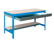 Banco tavolo da lavoro in metallo Simon Rack senza viti colore blu/legno 842x1210x760 mm Made in Spain