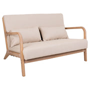 Divano in legno imbottito color panna 122x85x74h