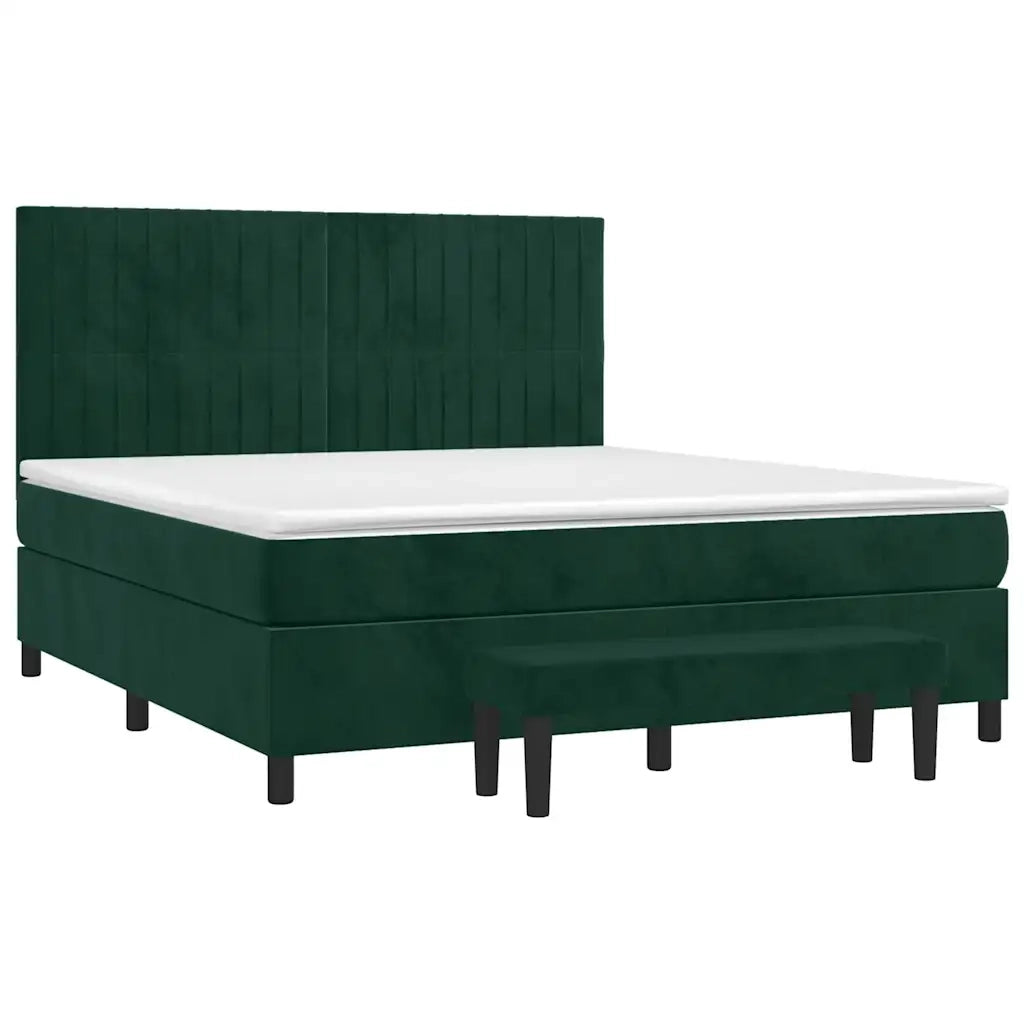 Giroletto a Molle con Materasso Verde Scuro 180x200 cm Velluto 3137980