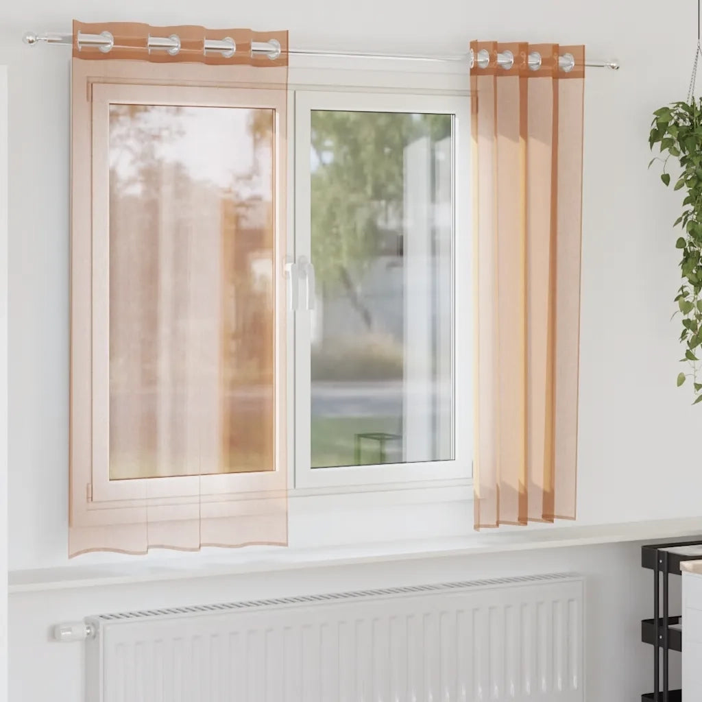 Tende in Voile con Occhielli 2 pz Terracotta 4102137