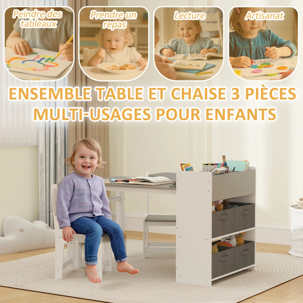 Tavolo con 2 sedie bambini in legno ¨C Minimal ¨C grigio