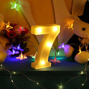 Trade Shop - Numero 7 Luminoso Bianco A Led Decoro Per Eventi Feste Luce Calda 3000k 16x3cm -