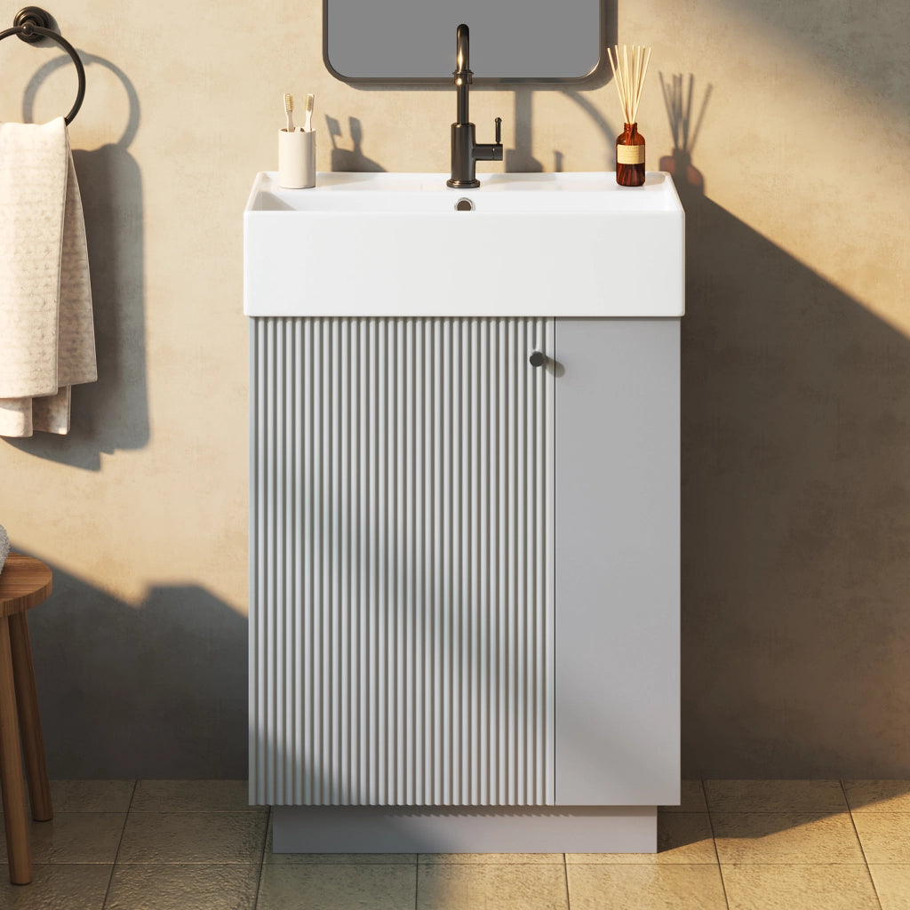 MOBILE SOTTO LAVABO 55 cm con lavabo in ceramica, grigio