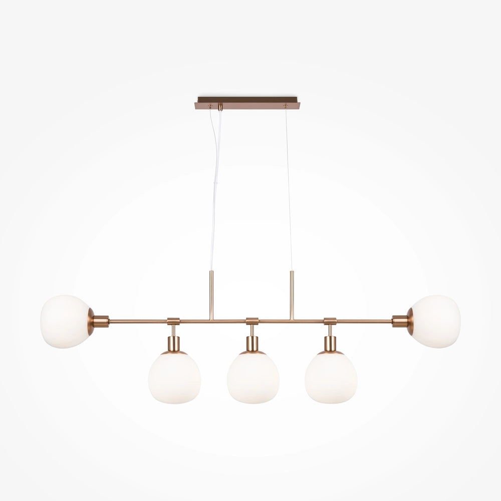 Lampada sospensione rame 5 globi bianchi Maytoni Erich