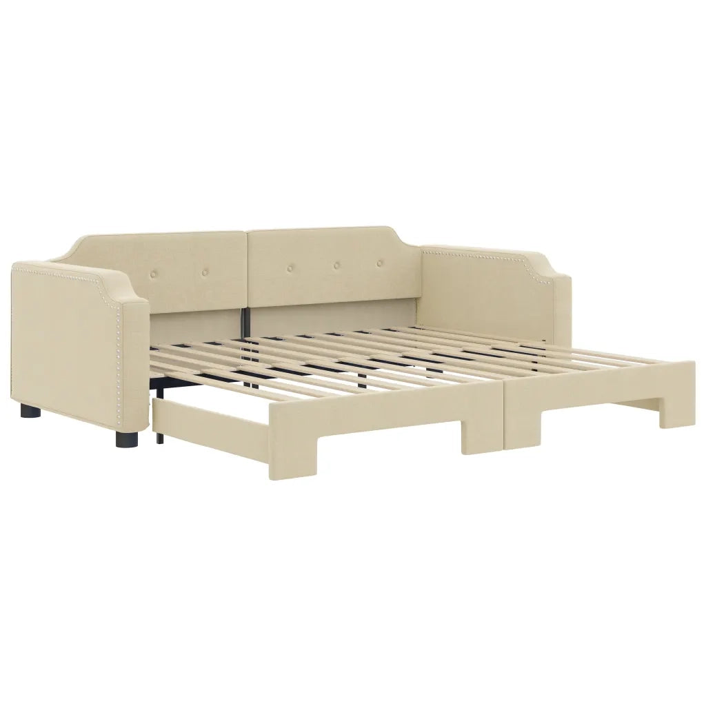 Divano Letto con Letto Estraibile-Sofa Letto-Daybed Crema 80x200 cm Tessuto 470976