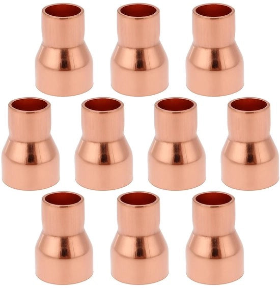 Reduttore a raccordo in rame per sanitari - 10 pezzi - 15mm a 10mm - Rame - Ideale per connessioni di tubi - Adatto per ridurre il diametro dei tubi.